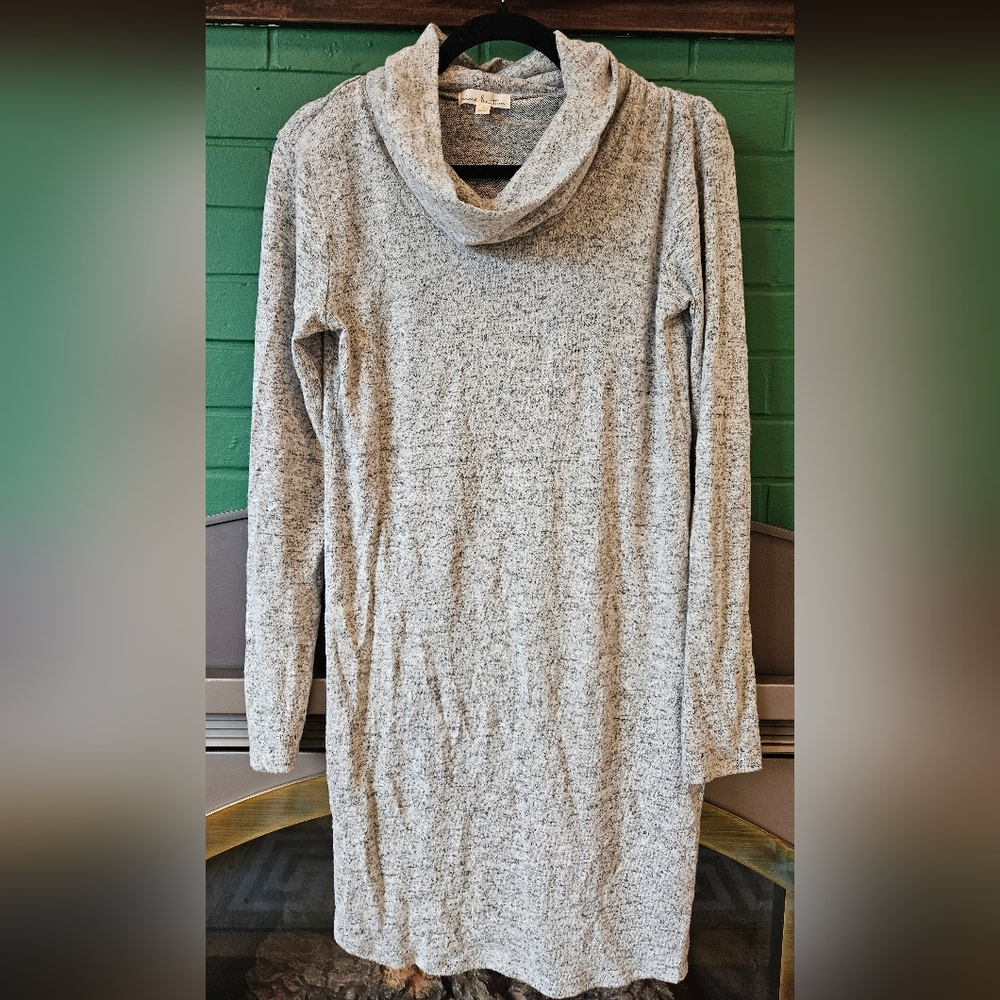nine britton Heather Gray Knit Cowl Sweater Dress